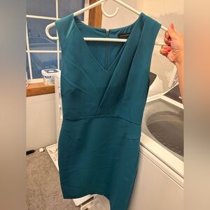 Banana Republic Teal V-Neck Midi Sheath Dress